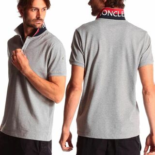 モンクレール(MONCLER)の送料無料 102 MONCLER モンクレール 8A70510 84556 グレー ポロシャツ 襟裏 ロゴ プリント 半袖 size XL(ポロシャツ)