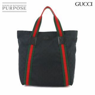 Gucci - グッチ GUCCI GGキャンバス シェリーライン トート バッグ レザー ブラック 189669 VLP 90235638