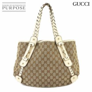 グッチ(Gucci)のグッチ GUCCI GGキャンバス トート バッグ レザー ベージュ ホワイト ブラウン 162900 ゴールド 金具 VLP 90235699(トートバッグ)