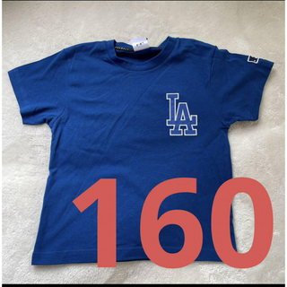メジャーリーグベースボール(MLB)の160cm MLB ドジャース 大谷翔平 半袖 シャツ Tシャツ　青　刺繍キッズ(Tシャツ/カットソー)