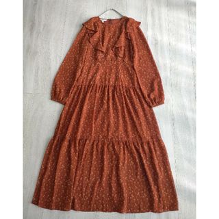 マウジー(moussy)のMOUSSY FLOWER RUFFLE SLEEVE DRESS(ロングワンピース/マキシワンピース)