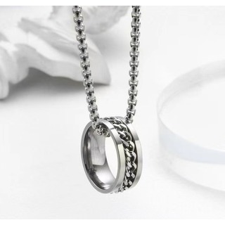 【即購入OK】チェーン リング ネックレス シルバー 指輪 シンプル かっこいい(ネックレス)