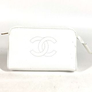 シャネル(CHANEL)のシャネル CHANEL CC ココマーク シガレットケース タバコケース メイクポーチ 化粧ポーチ ポーチ キャビアスキン ホワイト(ポーチ)