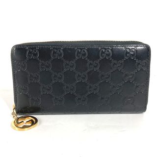 グッチ(Gucci)のグッチ GUCCI インターロッキングG 409342 グッチシマ GG ロングウォレット ラウンドファスナー 長財布 シマレザー ブラック(長財布)