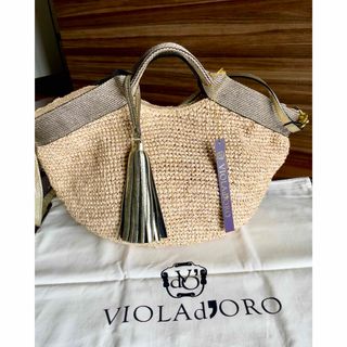 VIOLAd'ORO - ★美品★　ヴィオラドーロ ラフィアトートバッグ　かごバッグ