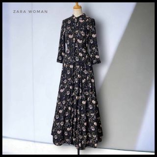 ザラ(ZARA)の【ZARA WOMAN】  マキシフレアシャツワンピース     フラワー(ロングワンピース/マキシワンピース)