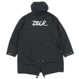 ディオールオム(DIOR HOMME)の極美品△DIOR ディオール オム ピータードイグ  21AW 033C313F4875 バックロゴ刺繍 ジップアップ モッズコート ブラック 44 ハンガー・ガーメント付き イタリア製 正規品 メンズ(モッズコート)