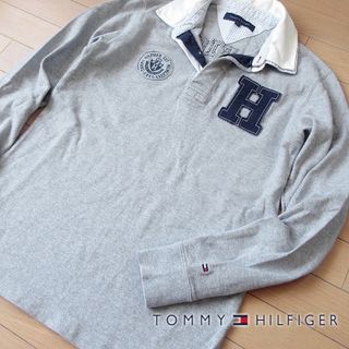 トミーヒルフィガー(TOMMY HILFIGER)の美品 S トミーヒルフィガー メンズ 長袖ポロシャツ グレー(ポロシャツ)