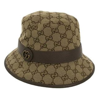 グッチ(Gucci)の【美品】  GUCCI / グッチ | 576587 / レザー切替 GGキャンバス フェドラハット / 帽子 | L /59 | ベージュ/ブラウン | メンズ(その他)