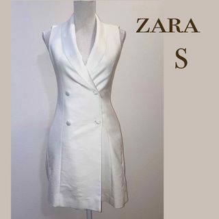 ザラ(ZARA)の【美品 S】ZARA テーラード ジレワンピース(ベスト/ジレ)