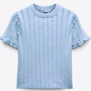 ザラ(ZARA)のZARA RIBBET CHENILLE CROP TOP(Tシャツ(半袖/袖なし))