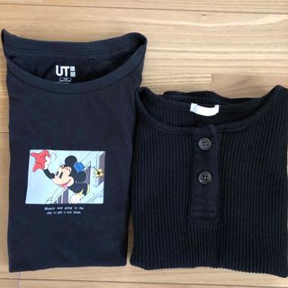 ユニクロ(UNIQLO)の黒Tシャツ　2枚(Tシャツ/カットソー)