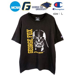 チャンピオン(Champion)のNCAA　ジョージフォックス大学　Tシャツ　L　黒　USA古着(Tシャツ/カットソー(半袖/袖なし))