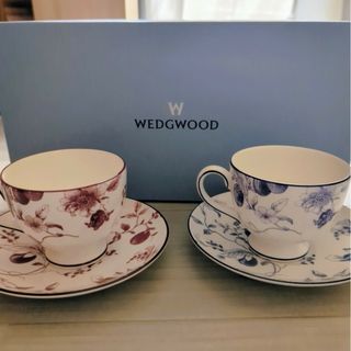 ウェッジウッド(WEDGWOOD)の廃盤品 WEDGWOOD ブループラム＆ワインプラム カップ＆ソーサー 2客(グラス/カップ)