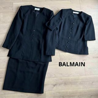 バルマン(BALMAIN)のピエールバルマン　ブラックフォーマル　３点セット　ノーカラージャケット　11号(スーツ)