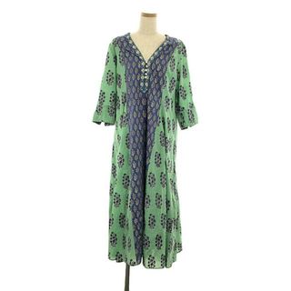 ヌキテパ(ne Quittez pas)のne Quittez pas / ヌキテパ | ETHNIC PRINT PANEL DRESS エスニックプリント パネルドレス ワンピース | S | グリーン | レディース(ロングワンピース/マキシワンピース)