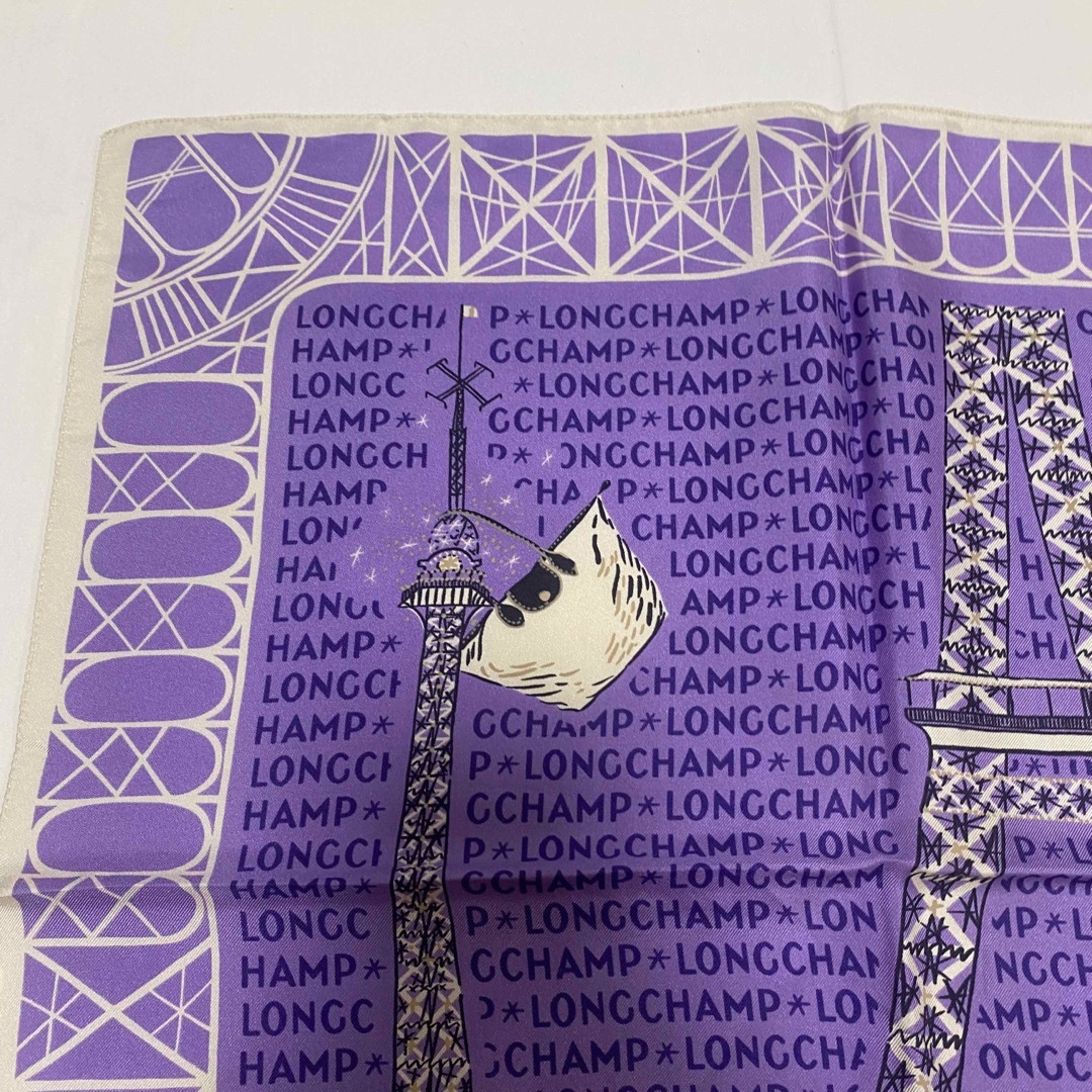 LONGCHAMP - ロンシャン シルク スカーフ エッフェル塔 LONGCHAMP - ロンシャン シルク スカーフ エッフェル塔