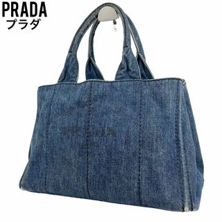 プラダ(PRADA)の✨美品　PRADA プラダ　ハンドバッグ　カナパ　デニム　キャンバス　白タグ(ハンドバッグ)