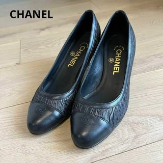 CHANEL - 【極美品】　CHANEL　シャネル　ココマーク　パンプス　黒　レザー　36.5