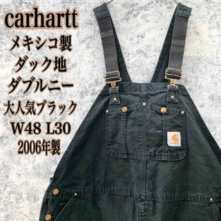 カーハート(carhartt)のメキシコ製 US古着 カーハート ダック ダブルニー オーバーオール 黒 00s(サロペット/オーバーオール)