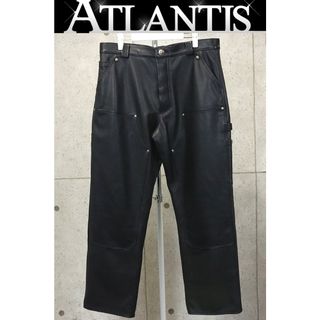 クロムハーツ(Chrome Hearts)のCHROME HEARTS 銀座店 クロムハーツ 新品 カーペンター ダブルニー レザーパンツ SV925 size:34 黒 95185(ペインターパンツ)