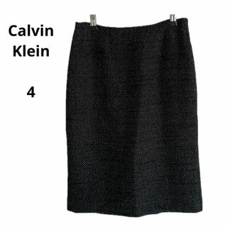 カルバンクライン(Calvin Klein)の美品 Calvin Klein カルバンクライン スカート ブラック 4(ひざ丈スカート)