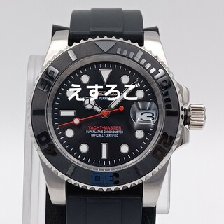 新品(229)SEIKOMODカスタム腕時計黒ヨット赤秒針(腕時計(アナログ))