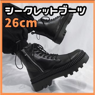 厚底ブーツ メンズ シークレットシューズ レザーブーツ 靴　ブラック 