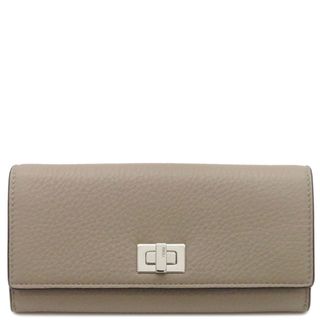 FENDI - フェンディ FENDI 長財布 ピーカブー コンチネンタル財布 カーフ ベージュ シルバー金具 長財布  8M0427 【箱】【中古】