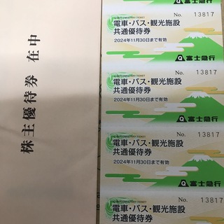 富士急　株主優待　共通優待券　5枚セット　2024年11月末まで(遊園地/テーマパーク)