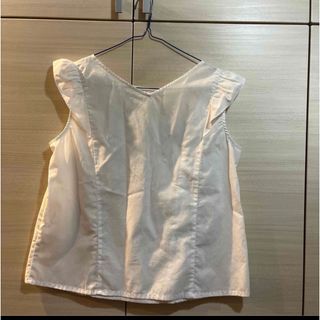 ジーユー(GU)のエリ様　フリル　ブラウス　Ｌ　ホワイト　2way(Tシャツ/カットソー(半袖/袖なし))