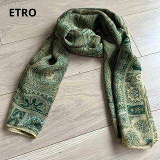 エトロ(ETRO)のエトロ　ペイズリー柄　大判ストール　シルク100%　ストール　グリーン系(ストール/パシュミナ)