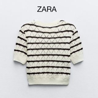 ZARA ストライプニットトップス　M