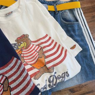 新品　ヴィンテージライク　RedDogs ＢＥＡＲプリントTシャツ　ホワイト(Tシャツ/カットソー(半袖/袖なし))