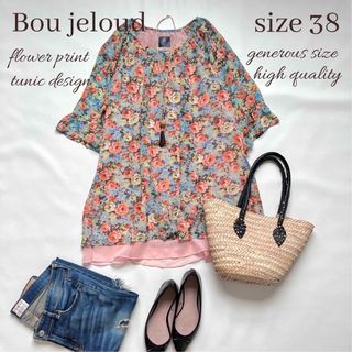 Bou Jeloud - ◆美品◆ブージュルード◆大きいサイズ感◆花柄シフォンブラウスチュニック◆総柄◆M