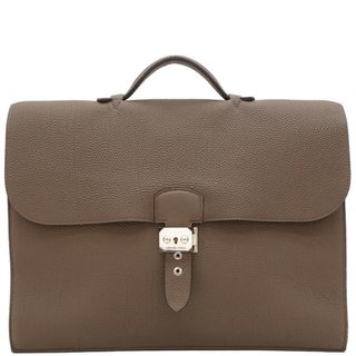 エルメス(Hermes)のエルメス HERMES ブリーフケース サックアデペッシュ 38 トゴ エトゥープ シルバー金具 グレージュ ビジネスバッグ  □O刻印【中古】(ビジネスバッグ)