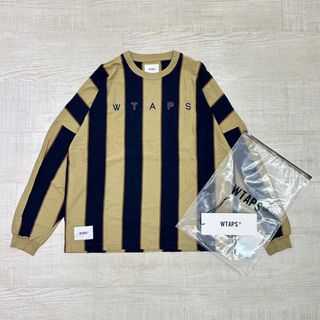 ダブルタップス(W)taps)の21aw WTAPS ロゴ 刺繍 ストライプ ロングスリーブ Tシャツ ロンT(Tシャツ/カットソー(七分/長袖))