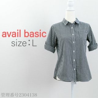 アベイル(Avail)のavail (アベイル)ボタン留めロールアップ　ギンガムチェック　半袖シャツ(シャツ/ブラウス(半袖/袖なし))