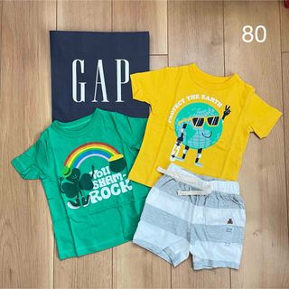 ベビーギャップ(babyGAP)の2 新品　baby gap 半袖　Tシャツ　パンツ　80 男の子　夏　半ズボン(Ｔシャツ)