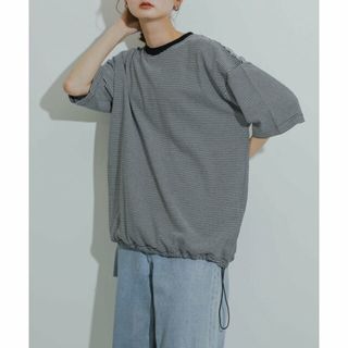 センスオブプレイスバイアーバンリサーチ(SENSE OF PLACE by URBAN RESEARCH)の【BLK×WHT】『ユニセックス』ドローコードツキアソートTシャツ(5分袖)(Tシャツ/カットソー(半袖/袖なし))