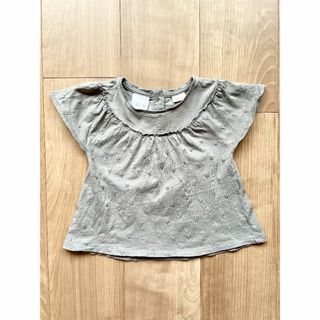 ザラ(ZARA)の【ZARA】　80サイズ　グレー　刺繍Tシャツ(Ｔシャツ)