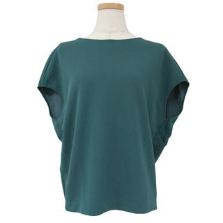 ボールジィ(Ballsey)の美品 Ballsey ボールジー カットソー グリーン S(9号) フレンチスリーブ プルオーバー 半袖 Tシャツ ダブルクロスシリーズ トップス シンプル 無地 オフィス カジュアル【レディース】【中古】(カットソー(長袖/七分))