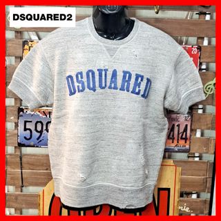 ディースクエアード(DSQUARED2)のディースクエアード　ロゴプリント　前V 半袖スウェット　Tシャツ　Ｍ　グレー(スウェット)