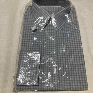 ⑮新品保管品　麻混　紳士ワイシャツ　39-80 グレー(シャツ)