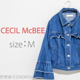 CECIL McBEE - セシルマクビー　ベルスリーブ　フリル　デニムジャケット　甘めカジュアル