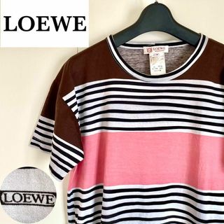 LOEWE ロエベ　ボーダー　Tシャツ　ロゴ　アナグラム　白