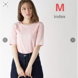 インデックス(INDEX)の【index】PIMAコットン ショルダーボタンリブカットソー M(カットソー(半袖/袖なし))