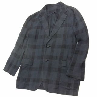 イッセイミヤケ(ISSEY MIYAKE)の定価10万 春物◇ISSEY MIYAKE リネン(麻)混紡 サッカー地 2B テーラードジャケット チェック柄 イッセイミヤケ メンズ(テーラードジャケット)