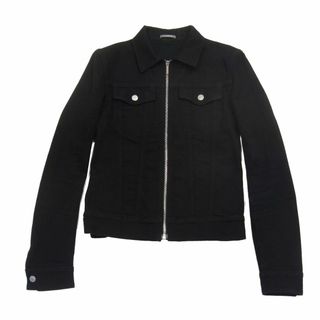 ディオールオム(DIOR HOMME)の美品◇Dior HOMME 833C416A4209 ジップアップ デニムジャケット ディオールオム  レザーロゴパッチ ブラック イタリア製(Gジャン/デニムジャケット)