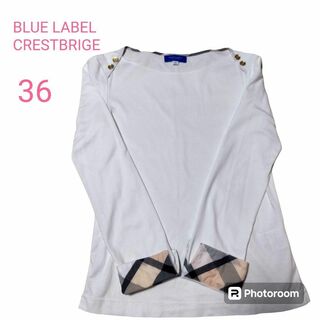 ブルーレーベルクレストブリッジ(BLUE LABEL CRESTBRIDGE)のブルーレーベルクレストブリッジ カットソー 金ボタン チェック 36(Tシャツ(長袖/七分))